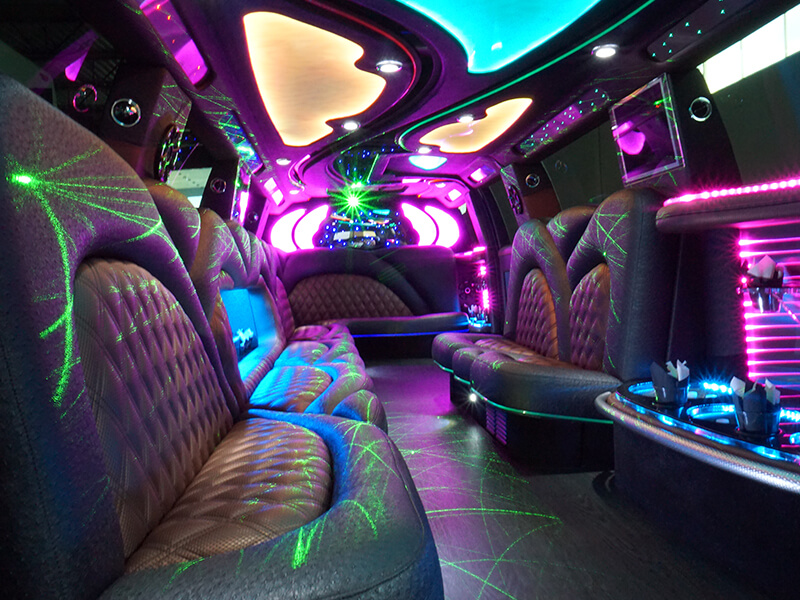 20 passenger limo with fun lighting