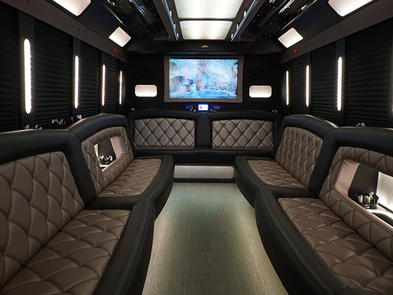 party bus with limo-style seating
