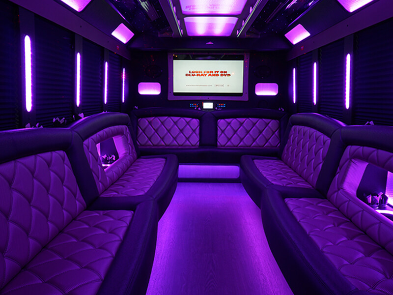 neon party bus interior