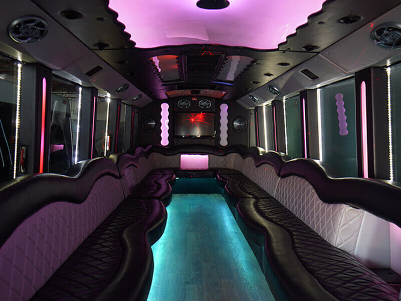 bus interior with stereo system