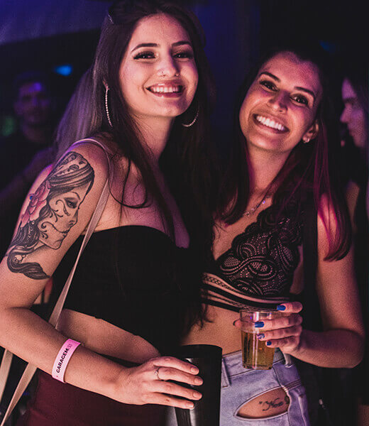 Girls drinking in a party