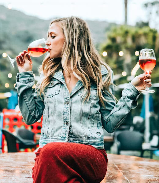 girl drinking wine